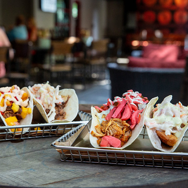 a variety of tacos at down one bourbon bar